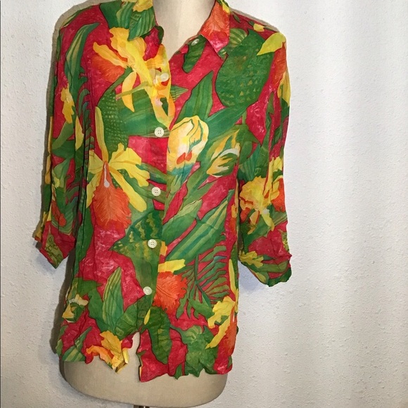 Karen Kane Tops - Karen Kane vintage 3/4 sleeve floral blouse size 12 petite